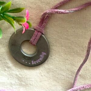 Serenity Circle Pendant Necklace - Pink Rope Chain